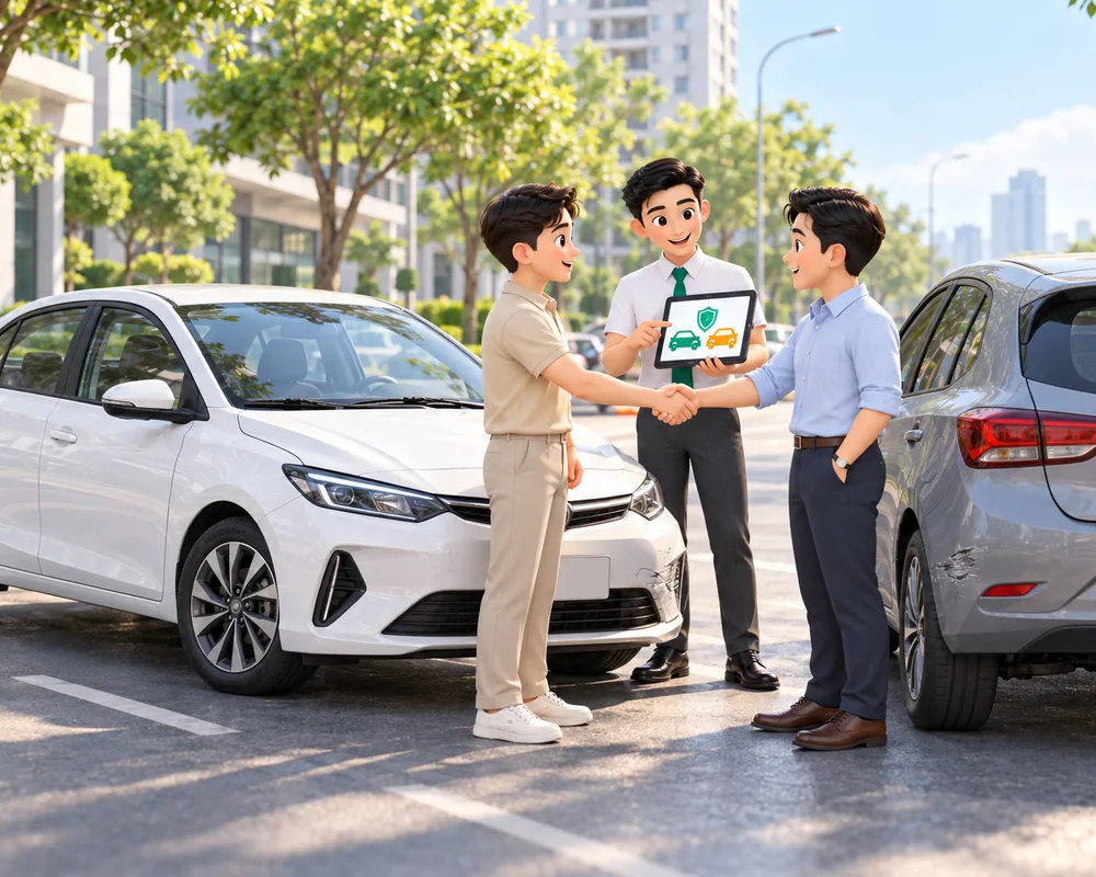 Tư vấn viên DBV247 hỗ trợ chủ xe ô tô 5 chỗ mua bảo hiểm TNDS