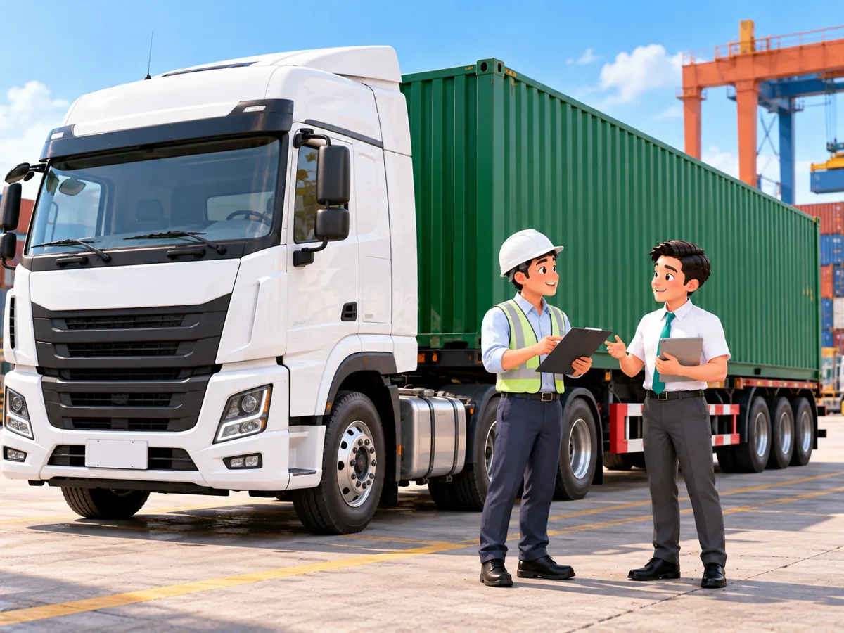 Minh hoạ xe đầu kéo container