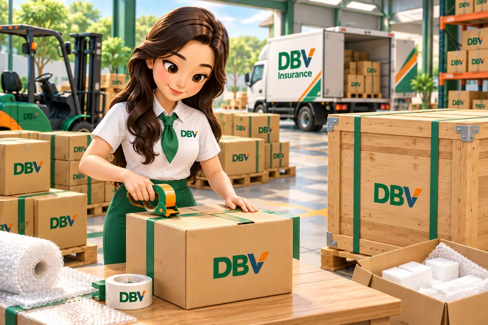 Tư vấn viên DBV đóng gói kiện hàng tại kho