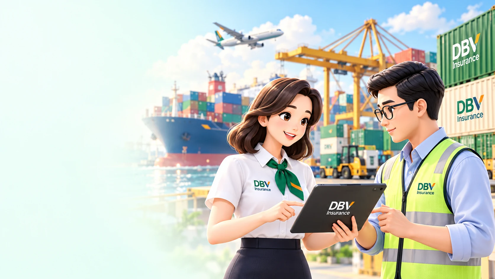 Tư vấn viên DBV trao đổi cùng quản lý logistics tại cảng hàng hóa quốc tế